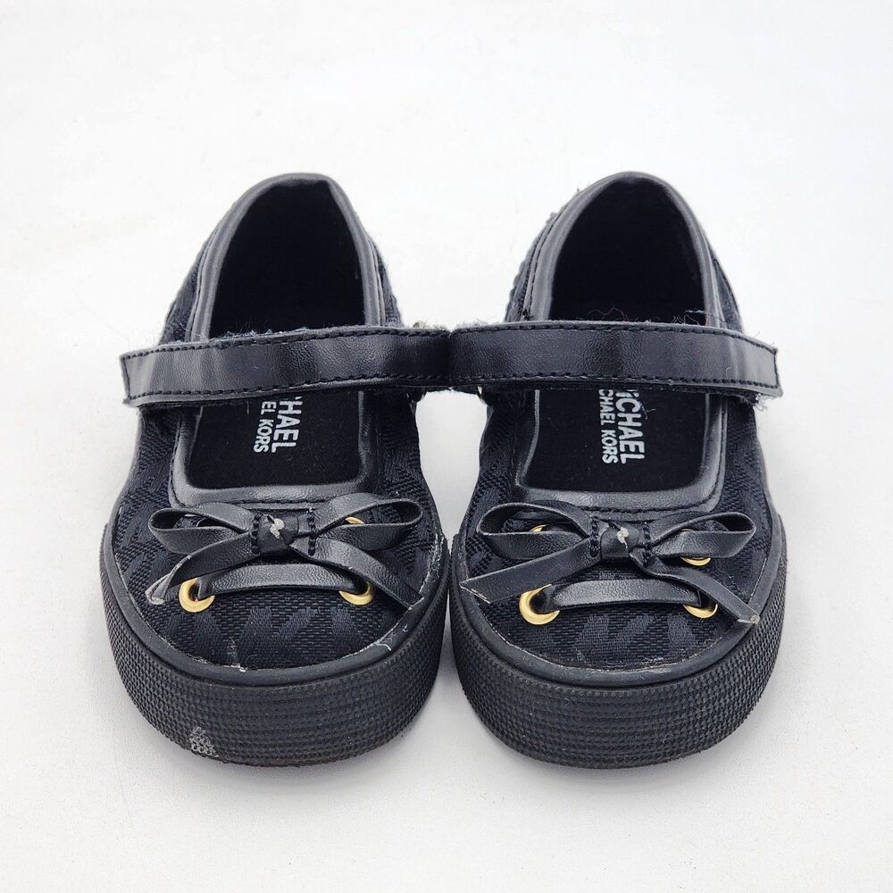 Michael Kors Kids Mary Jane Ballet Monogram Shoes Black Toddlers's Size 5 US